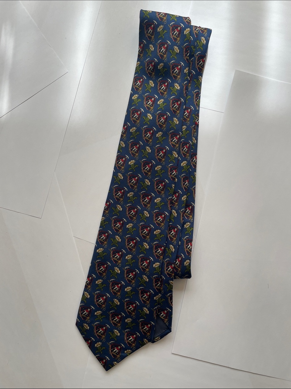 Classic Blue Ski Patterned Men's Silk Tie - Blue